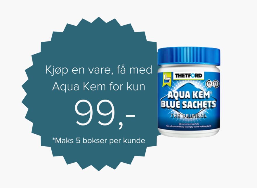 Tilbud: Must have til campingvognen og bobilen! Kjøp en vare, få med en boks Aqua Kem for kun kr. 99. Maks 5 bokser per kunde.